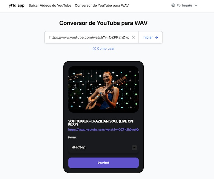 Interface do UKC YouTube para WAV